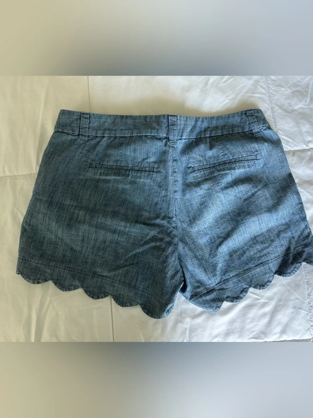 J. Crew Light Chambray Scallop Hem Shorts